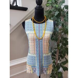 Rose + Olive Womens Multicolor Polyester Round Neck Sleeveless Top Blouse Medium